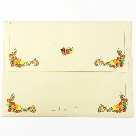 Italian Stationery Letter Writing Set in Portfolio ~ 10 sheets + 10 envelopes ~ Florentine fruit
